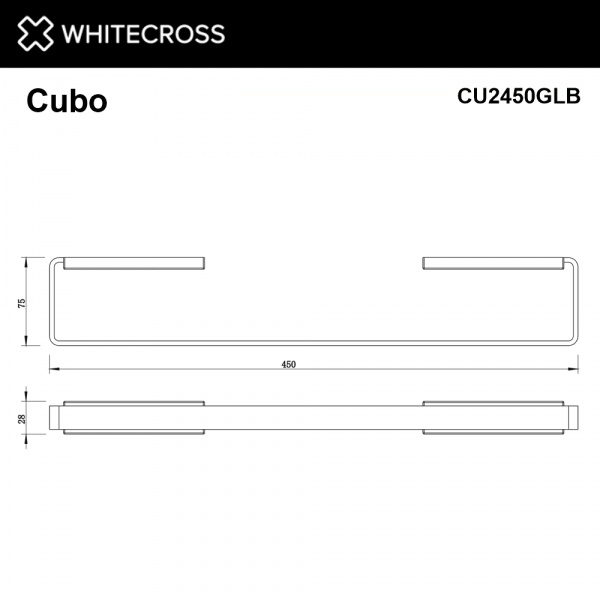 Фото полотенцедержатель 45 см whitecross cubo cu2450glb, цвет: золото брашированное