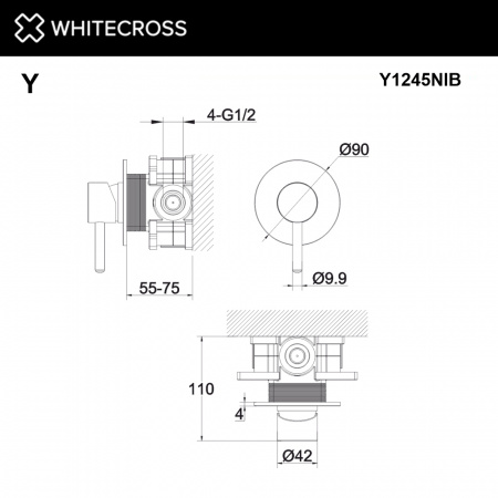 Фото встраиваемый смеситель для душа whitecross y y1245nib, цвет: никель брашированный