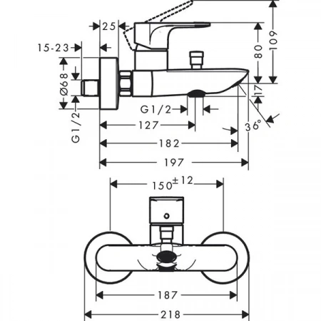 Фото смеситель для ванны hansgrohe rebris e 72450670