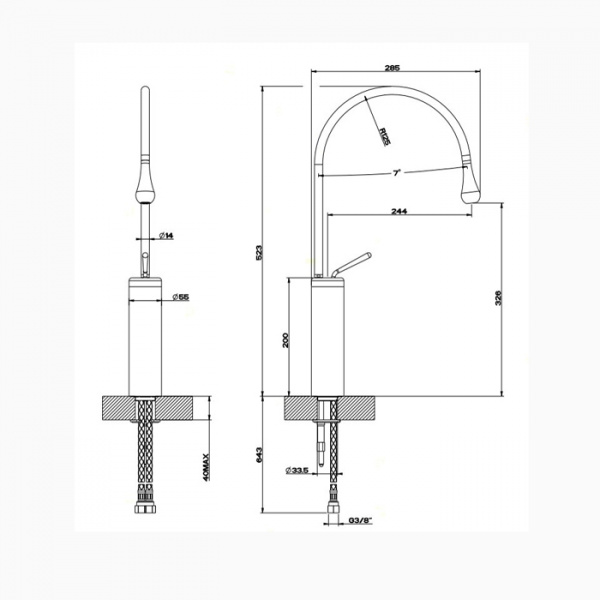 Фото смеситель для раковины gessi goccia 33609#031