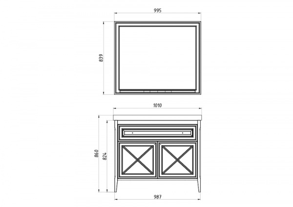 Фото зеркало asb woodline монте 100 см цвет: бежевый 10777 бж