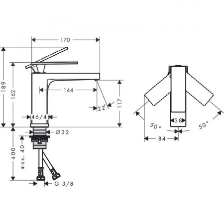 Фото смеситель для раковины hansgrohe tecturis e 73011000