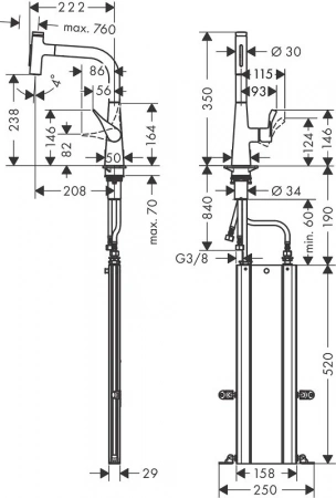 Фото смеситель для кухонной мойки hansgrohe metris select 73817000