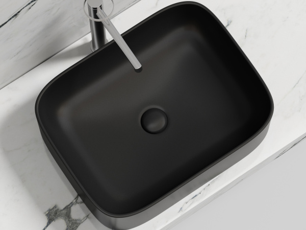 Фото раковина накладная ceramicanova element 50.5 см, цвет: черный cn6052mb