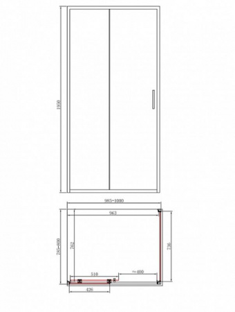 Фото душевое ограждение bandhours smart/flat-glass 810 черный матовый 100x80 см