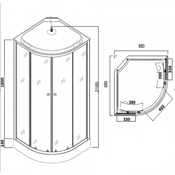 Фото душевая кабина loranto 88x88 см cs-881ed13tm/w-90