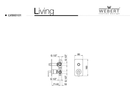 Фото встраиваемый смеситель для ванны и душа webert living, цвет: хром lv860101015