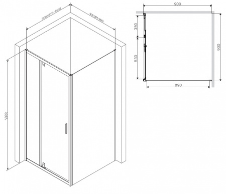 Фото душевое ограждение am.pm gem 90x90 см w90g-404-090mt