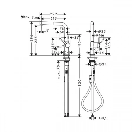 Фото смеситель для кухонной мойки hansgrohe talis 72808340