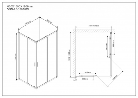 Фото душевой уголок vincea scala 100x80 см vss-2sc8010cl