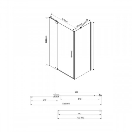 Фото душевой уголок vincea extra 90x80 см vsr-1e809080cl