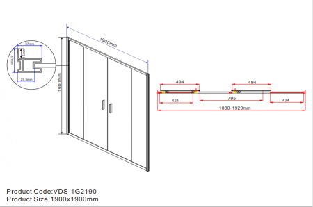 Фото душевая дверь vincea garda 200 см vds-1g2200cl