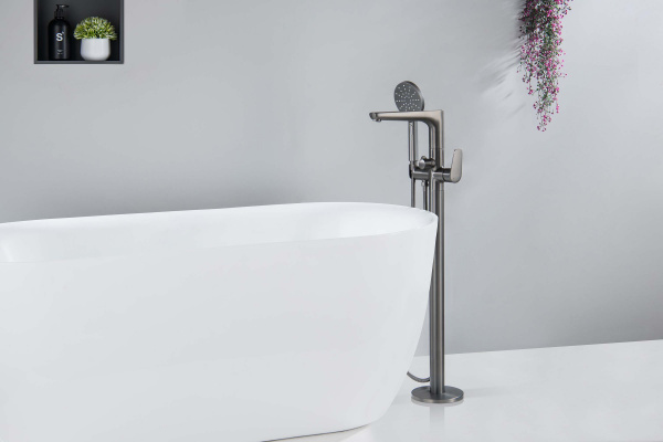 Фото напольный смеситель акватек бетта aq1145bgm,цвет: сталь