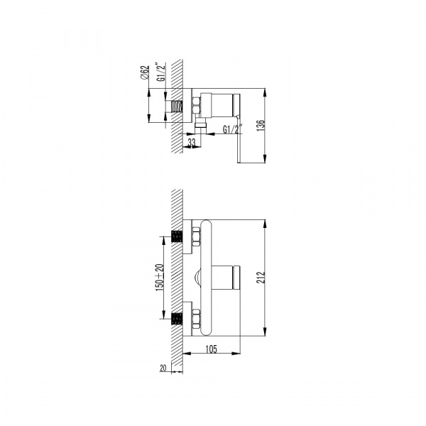Фото смеситель для душа aquame asti aqm6413mb, цвет: черный