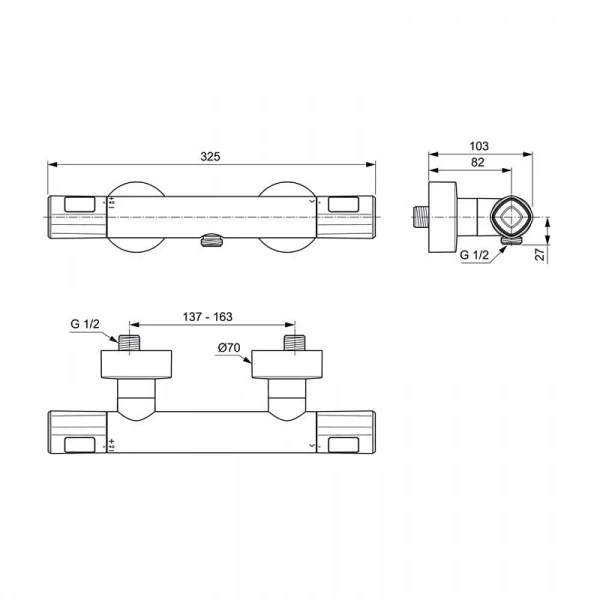 Фото смеситель для душа ideal standard ceratherm t100 термостатический a7229aa