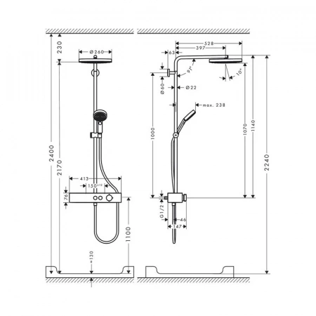 Фото душевая стойка hansgrohe pulsify 24221670