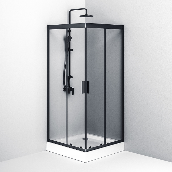 Фото душевой уголок am.pm gem square black edition 90х90 см w90g-403-090bt