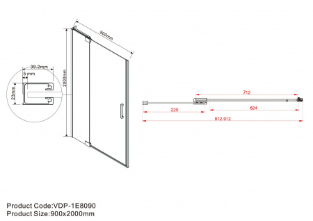 Фото душевая дверь vincea extra 90 см vdp-1e8090cgb