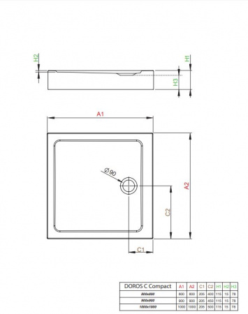 Фото поддон акриловый radaway doros c compact 90x90 см sdrc9090-05