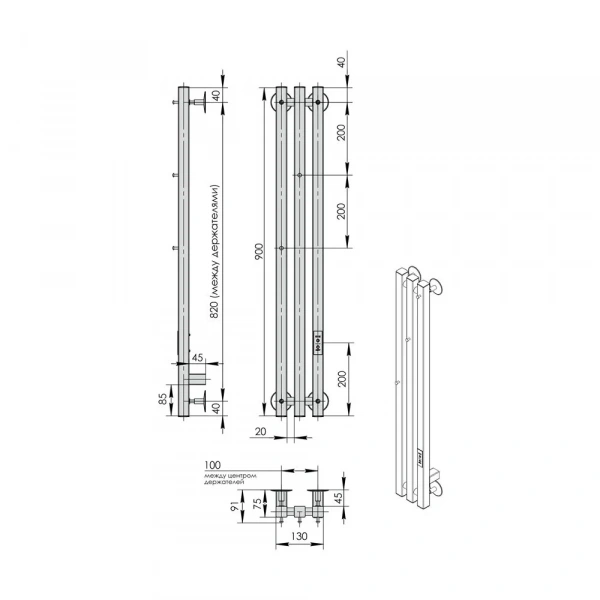 Фото электрический полотенцесушитель indigo style 3 pro 90/13 lspre90-13gfmrt