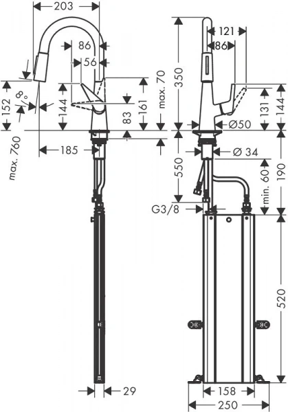 Фото смеситель для кухонной мойки hansgrohe talis 73850000