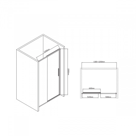 Фото душевая дверь vincea slim-u 120 см vds-2su120clb