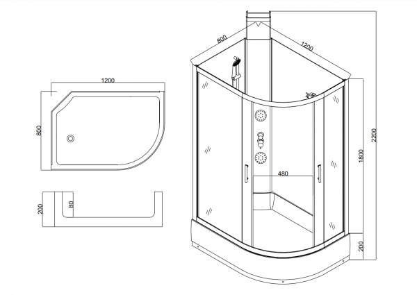 Фото душевая кабина taliente  120x80 см ta-128cb(l)