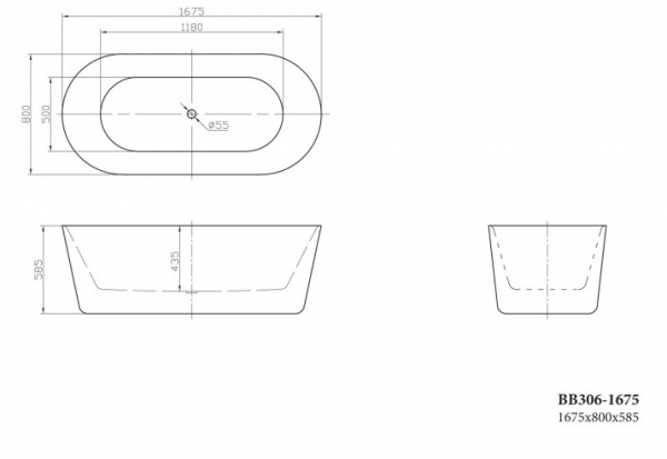 Фото акриловая ванна belbagno bb306-1675 170x80 см