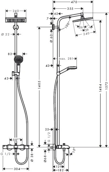 Фото душевая стойка hansgrohe crometta 27298000_vstv