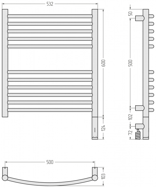Фото электрический полотенцесушитель сунержа богема 3.1 60x50 см цвет : хром 00-6003-6050