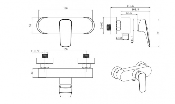 Фото смеситель для душа акватек вега aq1060mb,цвет: черный