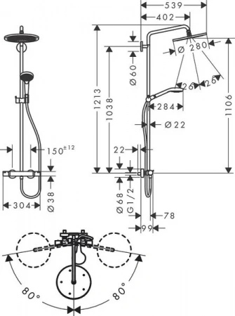 Фото душевая стойка hansgrohe croma select s 26890340