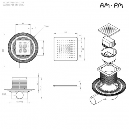 Фото душевой трап am.pm masterflow 10 см w01bd-p11-010-01sb