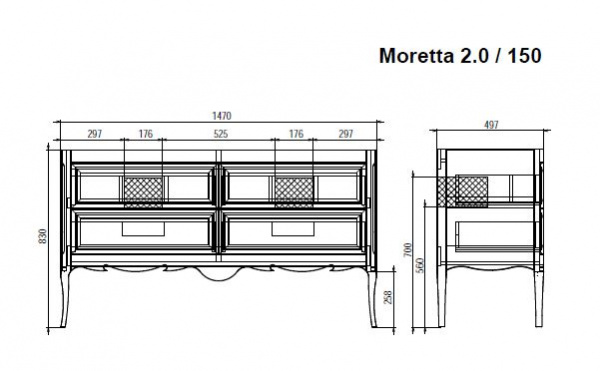 Фото тумба под раковину bagno piu moretta 2.0 150 см, цвет: матовый лак mrd-1-150