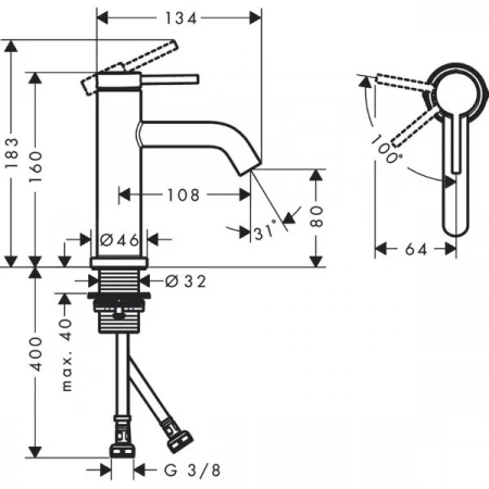 Фото смеситель для раковины hansgrohe tecturis s 73301670