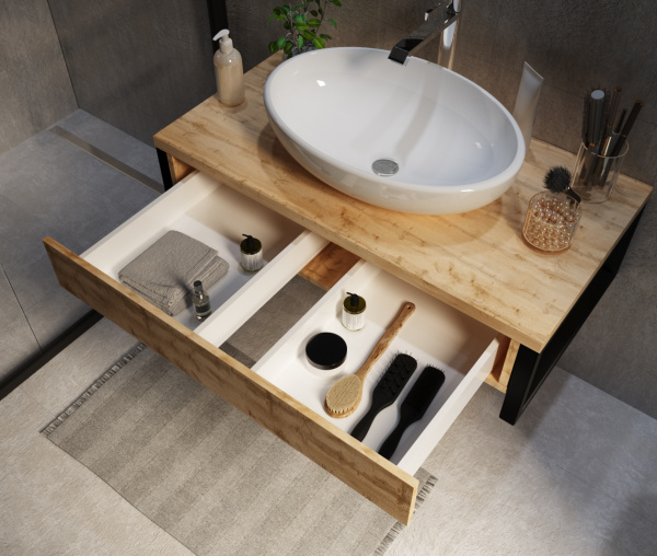 Фото тумба под раковину 1marka grunge loft 90 см, цвет: дуб вотан у85843