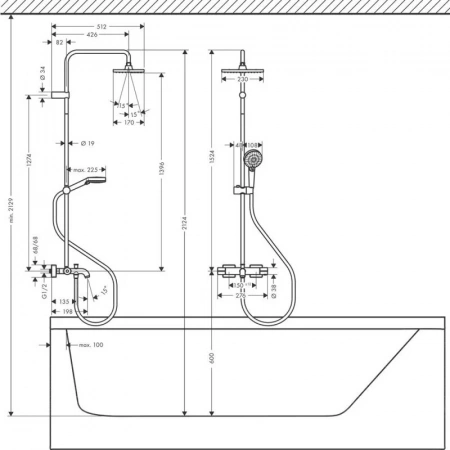Фото душевая стойка hansgrohe vernis shape 26098000