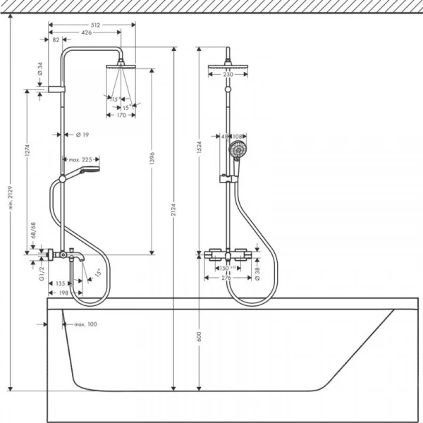 Фото душевая стойка hansgrohe vernis shape 26098000
