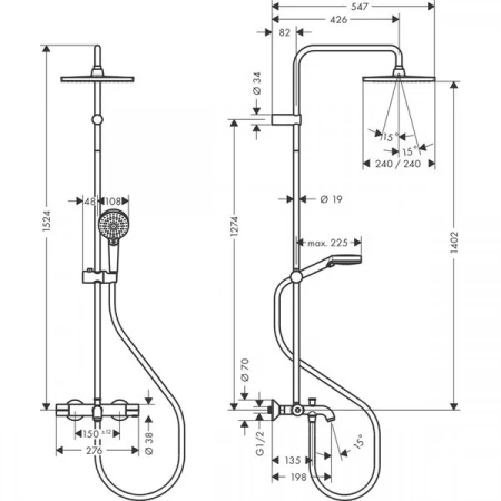 Фото душевая стойка hansgrohe vernis shape 26900670