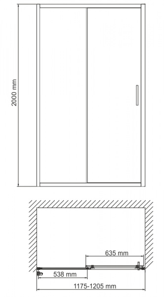 Фото душевая дверь wasserkraft main 120 см 41s05