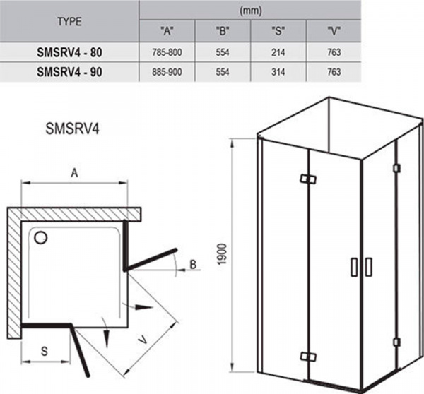 Фото душевое ограждение ravak smartline smsrv4 90x90 см 1sv77a00z1