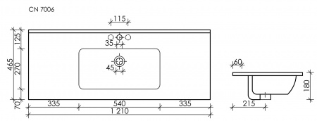 Фото раковина накладная ceramicanova element 121 см, цвет: белый cn7006