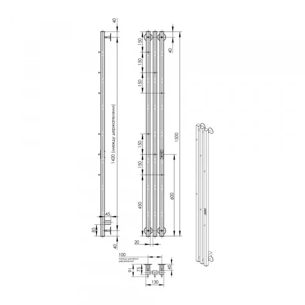 Фото электрический полотенцесушитель indigo style 3 pro 150/13 lspre150-13gfmrt