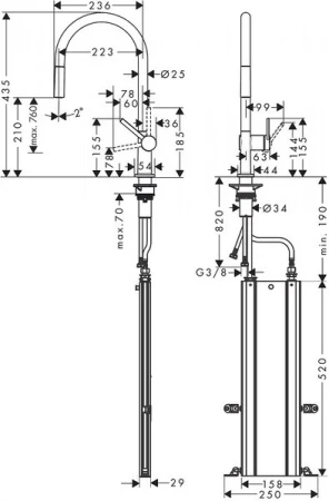 Фото смеситель для кухонной мойки hansgrohe talis 72803800