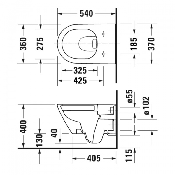 Фото унитаз подвесной безободковый duravit d-neo 54 см 2578090000
