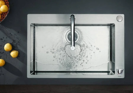Фото смеситель для кухонной мойки hansgrohe metris select 73819000