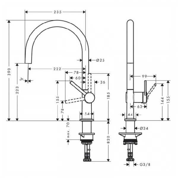 Фото смеситель для кухонной мойки hansgrohe talis 72804000