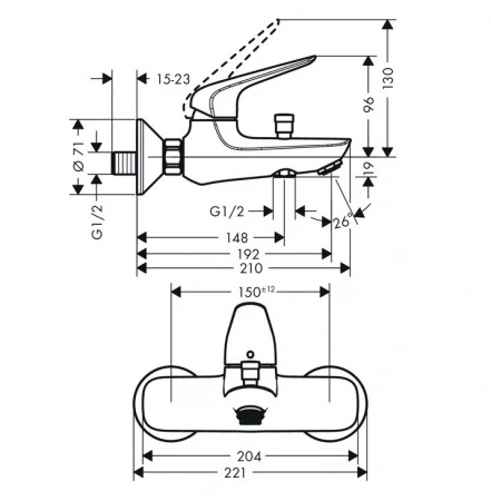 Фото смеситель для ванны hansgrohe novus 71041000