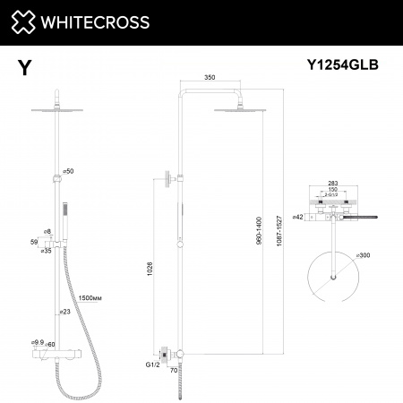 Фото душевая стойка whitecross y y1254glb, цвет: золото