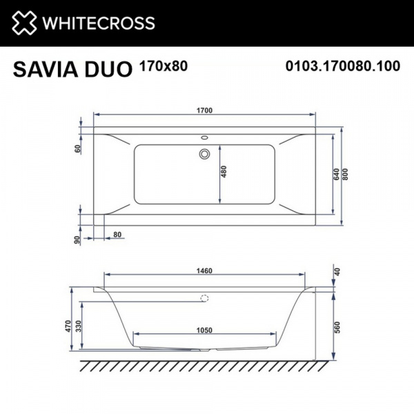 Фото акриловая ванна whitecross savia duo 170x80 см line 0103.170080.100.line.br